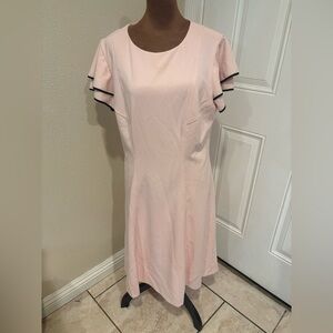 Tommy Hilfiger Light Pink Midi Dress with Black Accents